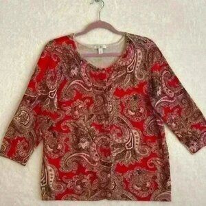 Rox & Ali button front lightweight sweater Paisley SIZE XL